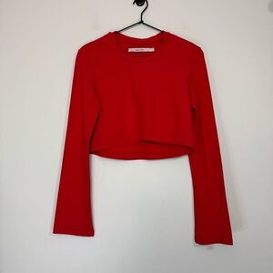Maria Cher Red Flare Sleeve Crop Top 2/XS